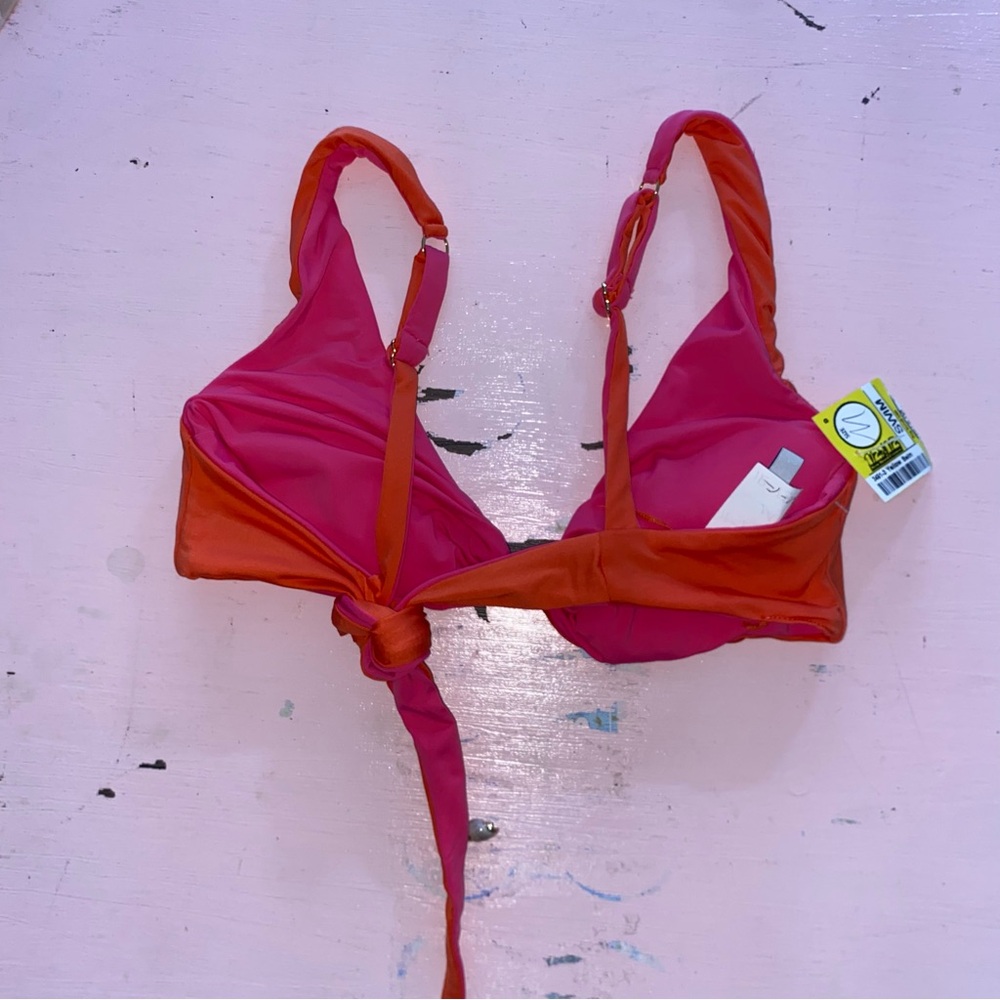 New Isabella Rose Reversible Bikini Top w/ Seashell Beaded String Ties Tie Front